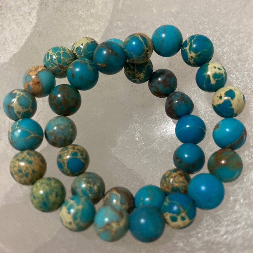 Imitation turquoise beaded bracelet